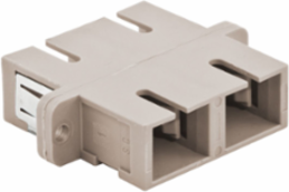 SC Duplex Fiber Optic Adapters with Zircon Sleeves, Beige, 6 Pack