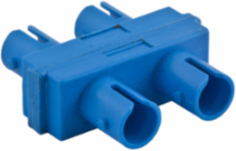 ST Duplex Fiber Optic Adapters with Zircon Sleeves, Aqua, 6-Pack