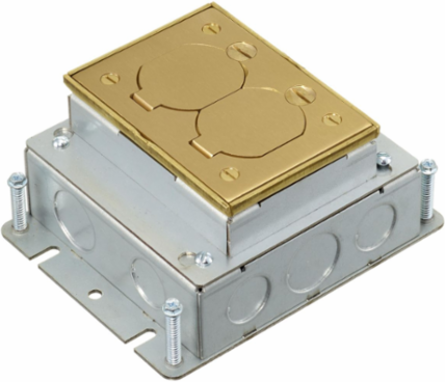 Shallow Stamped Steel Floorbox, Rectangular, 1-Gang, 3.75 Inch Depth