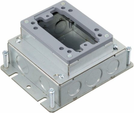 Shallow Stamped Steel Floorbox, Rectangular, 1-Gang, 3.75 Inch Depth