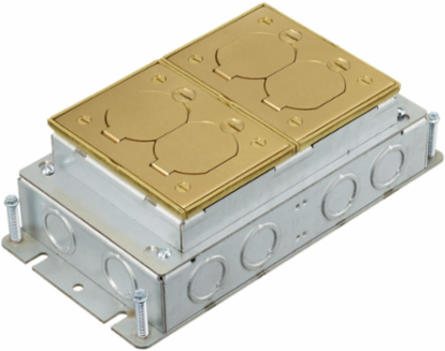 Stamped Steel 2-Gang Floor Box, 9.25 Inch x 4.81 Inch x 2.75 Inch Depth