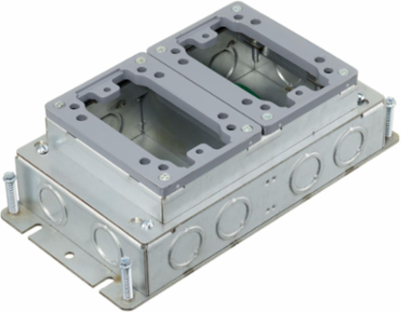 Stamped Steel 2-Gang Floor Box, 9.25 Inch x 4.81 Inch x 2.75 Inch Depth