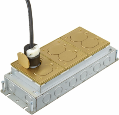 Shallow Stamped Steel Floor Box, 3-Gang, 12.5 Inch x 4.81 Inch x 2.75 Inch Depth