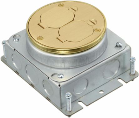 Shallow Stamped Steel Floorbox, Round, 1-Gang, 3.00" Depth, 6" x 4.81"