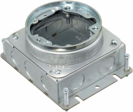 Shallow Stamped Steel Floorbox, Round, 1-Gang, 3.00" Depth, 6" x 4.81"
