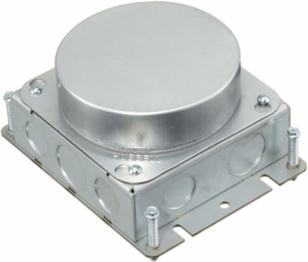 Shallow Stamped Steel Floorbox, Round, 1-Gang, 3.00" Depth, 6" x 4.81"
