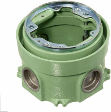 Deep Round Cast Iron Floor Box, 1-Gang, 3.75 Inch Depth, Corrosion Resistant Paint