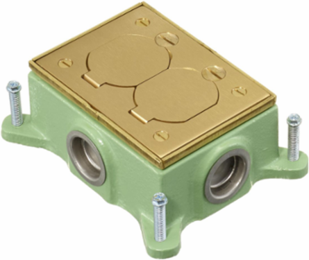 Shallow Cast Iron Floor Box, 1-Gang, 4.38 Inch x 5.66 Inch x 2.03 Inch