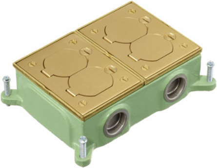 Shallow Cast Iron Floor Box, 2-Gang, 2.00 Inch Depth, Corrosion Resistant