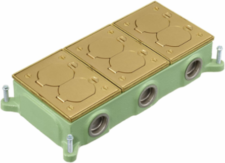 Shallow Cast Iron Floor Box 3-Gang 10.71" x 5.46" x 2.06" Corrosion Resistant