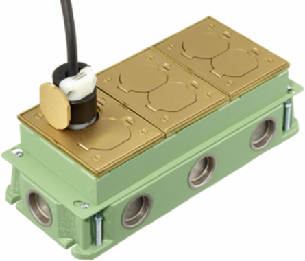 Deep Cast Iron Floor Box, 3-Gang, 11.41 Inch x 4.91 Inch x 3.4 Inch