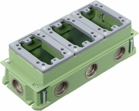 Deep Cast Iron Floor Box, 3-Gang, 11.41 Inch x 4.91 Inch x 3.4 Inch
