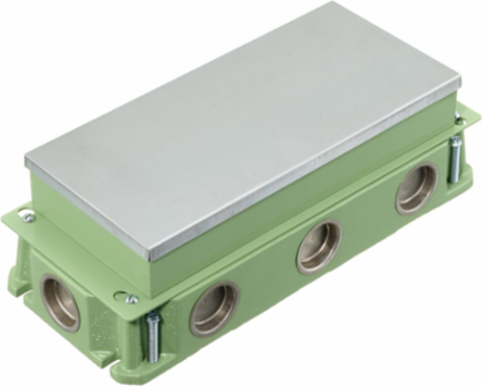 Deep Cast Iron Floor Box, 3-Gang, 11.41 Inch x 4.91 Inch x 3.4 Inch