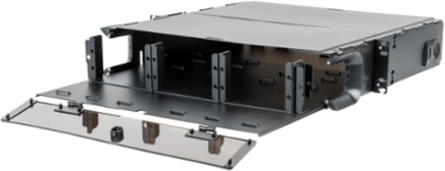 Fiber Rack Mount Enclosure, 2U, 6 LGX Panels, 19 Inch Width, Cold-Rolled Steel