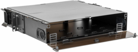 Fiber Rack Mount Enclosure, 2U, 6 LGX Panels, 19 Inch Width, Cold-Rolled Steel