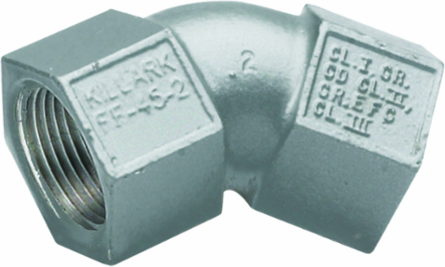 45 Degree 1 Inch Aluminum Elbow, Female/Female, Powder Epoxy Finish