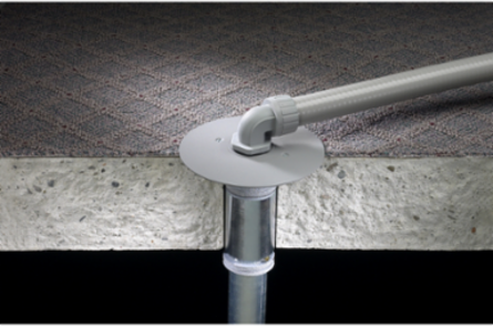 Low Voltage Flush Furniture Feed Cover/Flange, 1-1/4"/2" KO, Gray Finish