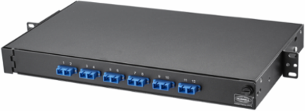 Rack Mount Panel with 12 SC Duplex Adapters, 14.6 Inch Width, Loaded