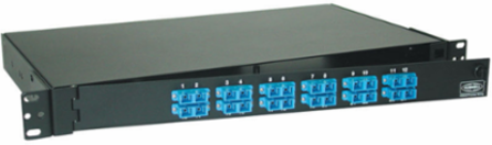 OPTIchannel Rack Mount Panel, 24 Port SC Duplex Adapters, Loaded, 14.6 Inch Width