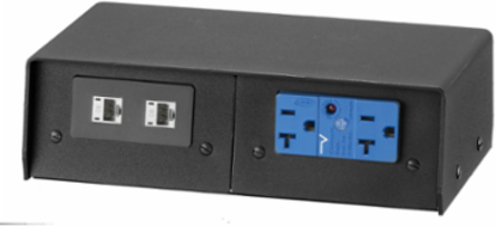 Fire-Rated 4-Gang Pedestal, Black, 2 Inch Core Hole, UL Listed
