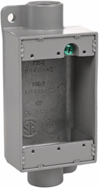 ½ Inch Aluminum Shallow Feed Thru Device Box, 1-1/2 Inch x 1 Inch x 2 Inch, 0.72 lb.