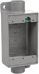 ½ Inch Aluminum Shallow Feed Thru Device Box, 1-1/2 Inch x 1 Inch x 2 Inch, 0.72 lb.