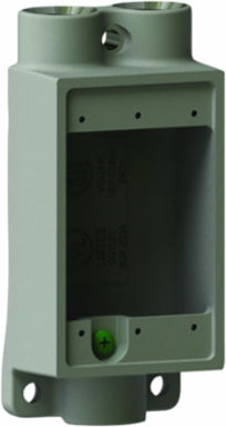 3/4 Inch Aluminum Shallow Device Box, 1 Outlet, NPT Threads, Wet Location Suitable