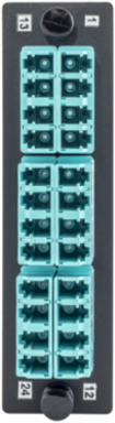 Fiber Optic Adapter Panel 24 Port H4 Opening 6 LC Quad Zircon Ceramic Aqua
