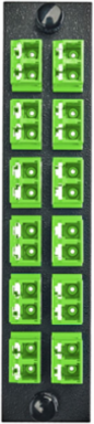 Fiber Optic Panel Adapter, 12 Port LC Duplex, 24-Fiber, Green, 5.1" X 1.1"