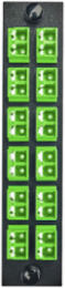 Fiber Optic Panel Adapter, 12 Port LC Duplex, 24-Fiber, Green, 5.1" X 1.1"