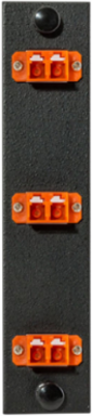 Fiber Optic Adapter Panel, 6 Port, LC Duplex, Ceramic Zirconium, 5.1" x 1.1", Orange