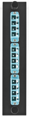 Fiber Optic Panel Adapter, 12-Fiber, LC Quad, Aqua Color, Ceramic Zirconium