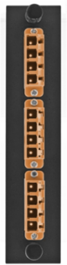 Fiber Optic Panel Adapter 12-Fiber LC Quad Zircon Sleeves Orange, 1.100 Inch Width