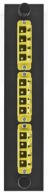 Fiber Optic Panel Adapter, 12-Fiber, LC Quad, Yellow, SM/MM