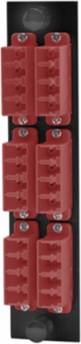 Fiber Optic Panel Adapter, 24-Fiber, LC Quad, Phosphor Bronze Sleeves, Red