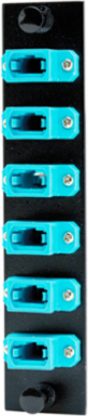Fiber Optic Panel Adapter, 72 Fiber, 6-Port MPO, Aqua, 125 Micron