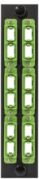Fiber Optic Adapter Panel 12 Port 6 MTP Duplex Green 5.1 Inch x 1.1 Inch