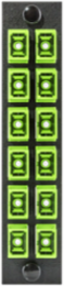 Angled Fiber Adapter Panel, 12-Fiber, 5.1" x 1.1", SC/APC, Zirconium, Green