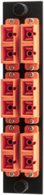 Fiber Optic Panel Adapter 12-Fiber, 6 SC Duplex, Ceramic Zirconium, Orange