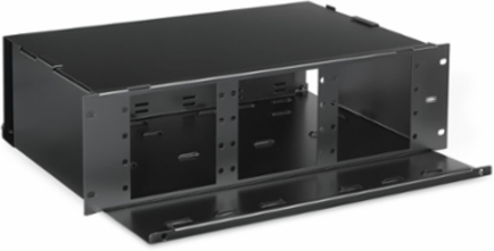 Rack Mount Fiber Optic Tray, 3 Rack Unit, 12 FSP Openings, 16 Gauge Steel