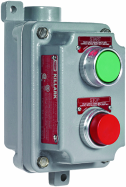 Aluminum Control Station - 1/2 Inch Hub, Dual Push Buttons, NEMA 3