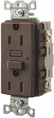 GFCI Receptacle 15 Amp Brown with Ground Fault Indicator
