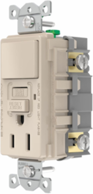 Heavy Duty, AUTOGUARD® Commercial Grade GFCI Receptacle, Tamper-Resistant, 15A 125V, Combination Switch, Light Almond