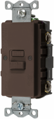 Self-Test Faceless GFCI Receptacle, 20A 125V, 2-Pole, Brown