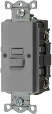 Self-Test Faceless GFCI 20A 125V 2-Pole 3-Wire Grounding Gray