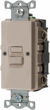 Self-Test Faceless GFCI 20A 125V 2-Pole 3-Wire Light Almond