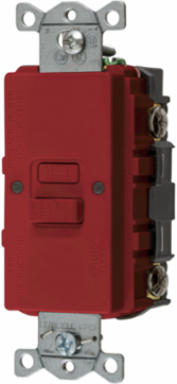 Faceless GFCI Receptacle, 20A 125V, 2-Pole 3-Wire, Red