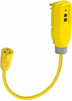 GFCI Plug, 15A 125V AC, 1 Inch Cord, Yellow