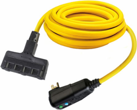 Portable GFCI Triple Tap Outlet, 15A, 120V, 25' - 12/3 SJEOW
