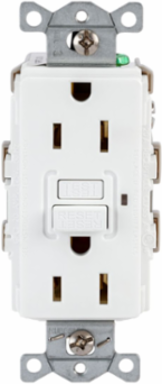 GFCI Receptacle 15A 125V 2-Pole 3-Wire Grounding 5-15R White
